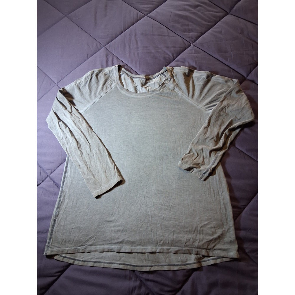 Lululemon Mens Long Sleeve Raglan Athletic Training Shirt Gray Charcoal